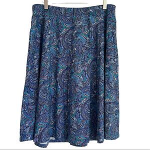 Talbots Woman New with Tags Stretchy Full Midi Blue Paisley Skirt Size X